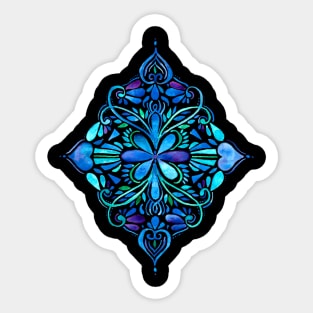 Deep Ocean Art Nouveau Watercolor Doodle Sticker